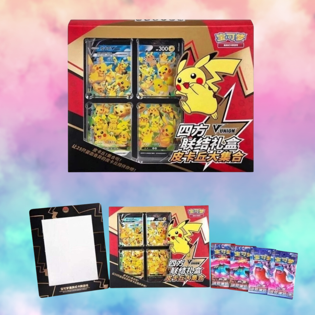 pokemon cards pikachu v union Pikachu V-Union Gift Box (Chinese) – Cat's Collectibles TCG