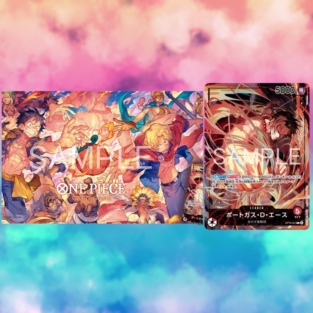 One Piece Flame Fruit Coliseum Playmat & Ace Promo  (Japanese)
