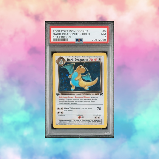 2000 POKEMON ROCKET 1ST EDITION #5 DARK DRAGONITE PSA 7